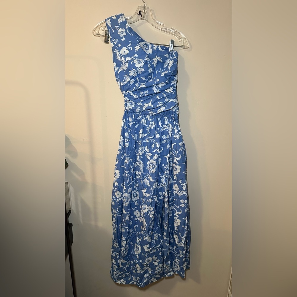 Abercrombie & Fitch One Shoulder Rusched Cutout Slit Leg Wedding Guest Dress XXS